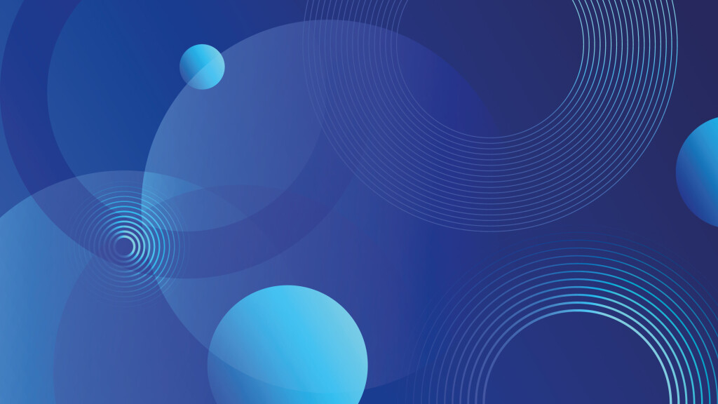 Illustrated, different circles on a blue background.